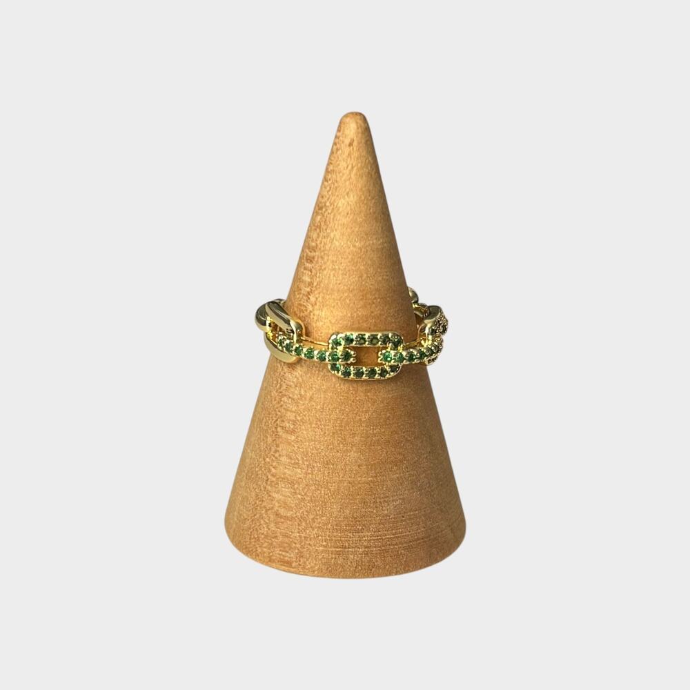 Emerald Green Adjustable Chain Ring